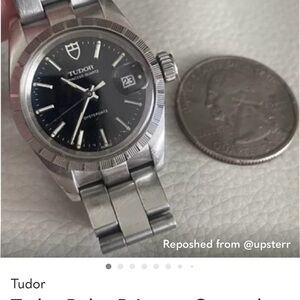 Tudor Black Dial Stainless Steel Watch